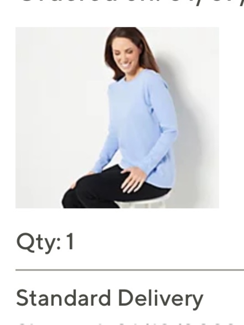 Isaac Mizrahi Live! Cotton Essentials Crew Neck Long Sleeve Top Blue Bell